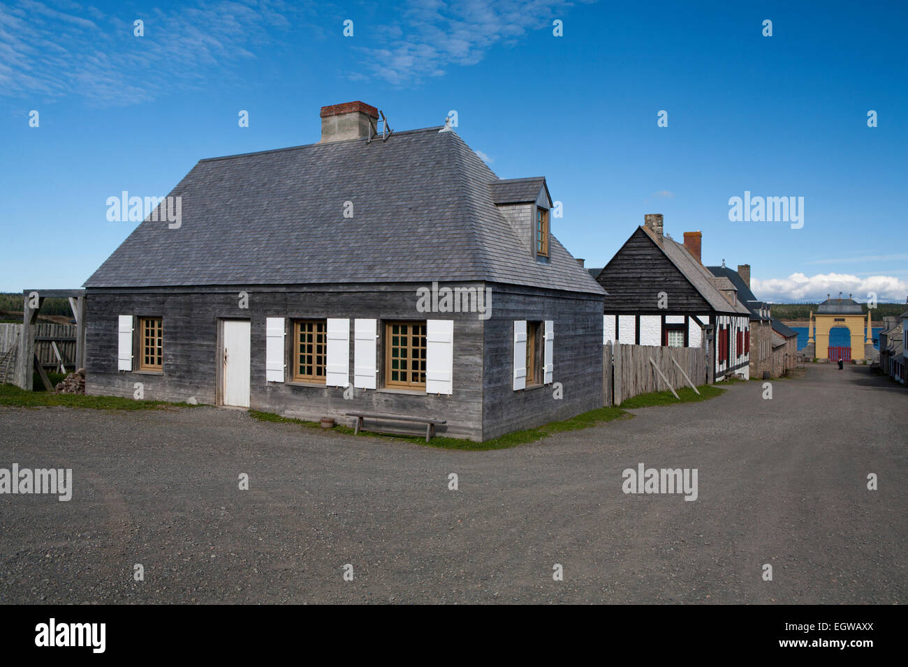 Historische Gebäude in der Festung Louisbourg National Historic Site, Kanada Stockfoto