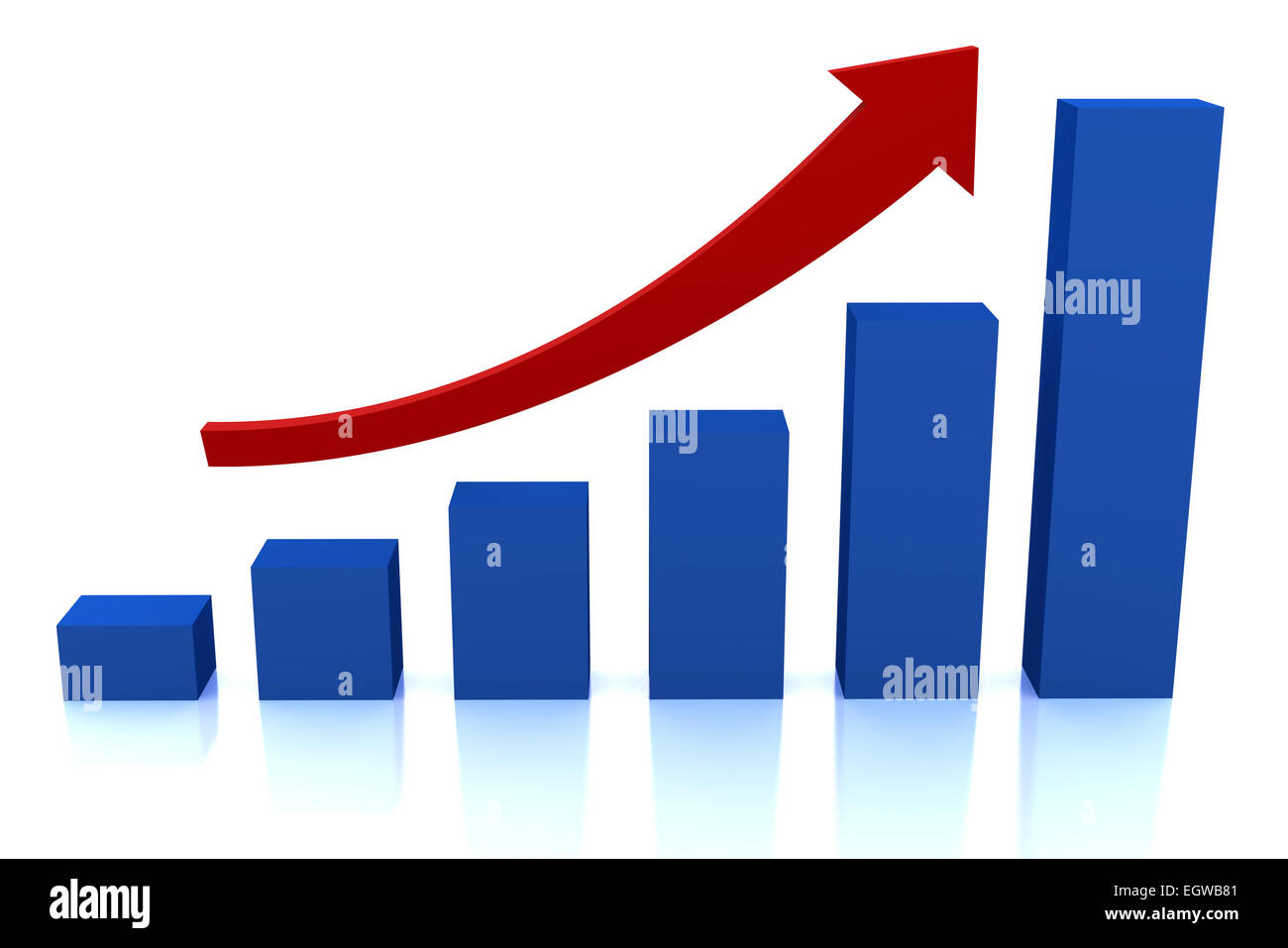 Business Wachstum Diagramm mit roten Pfeil Stockfoto