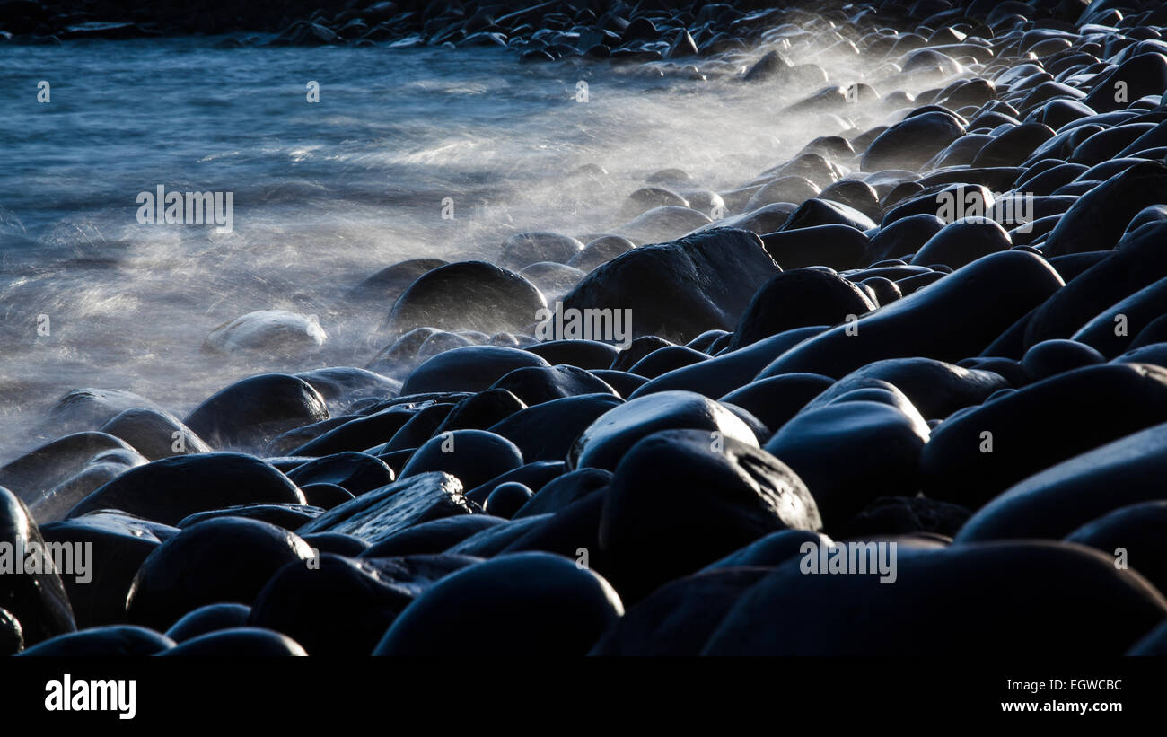 Runden Steinen am Strand Minard, Minard Head, Dingle Bay, Halbinsel Dingle, County Kerry, Irland Stockfoto