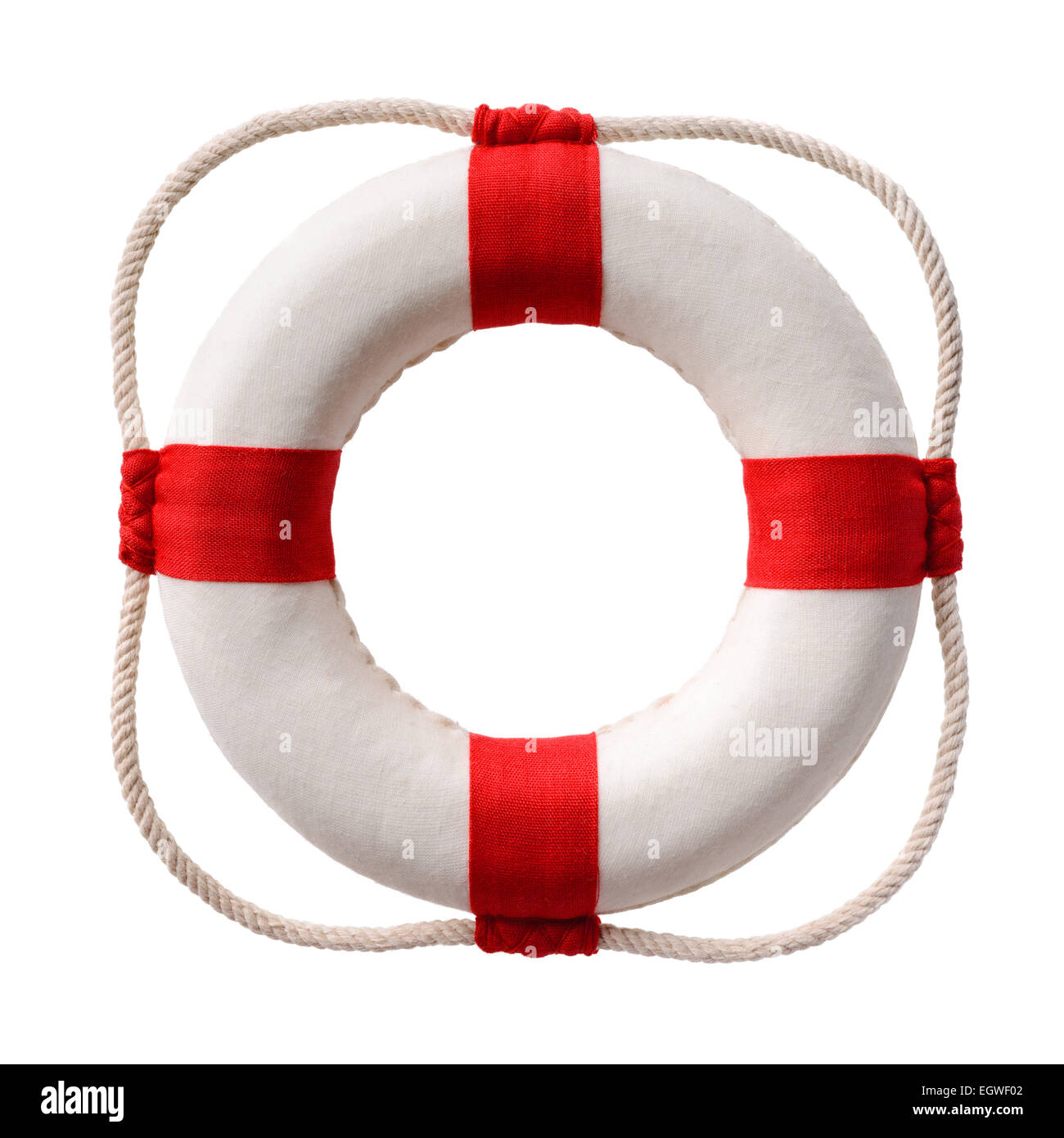 Isolierte Objekte: weiß-rot Rettungsring, isoliert auf weißem Hintergrund Stockfoto