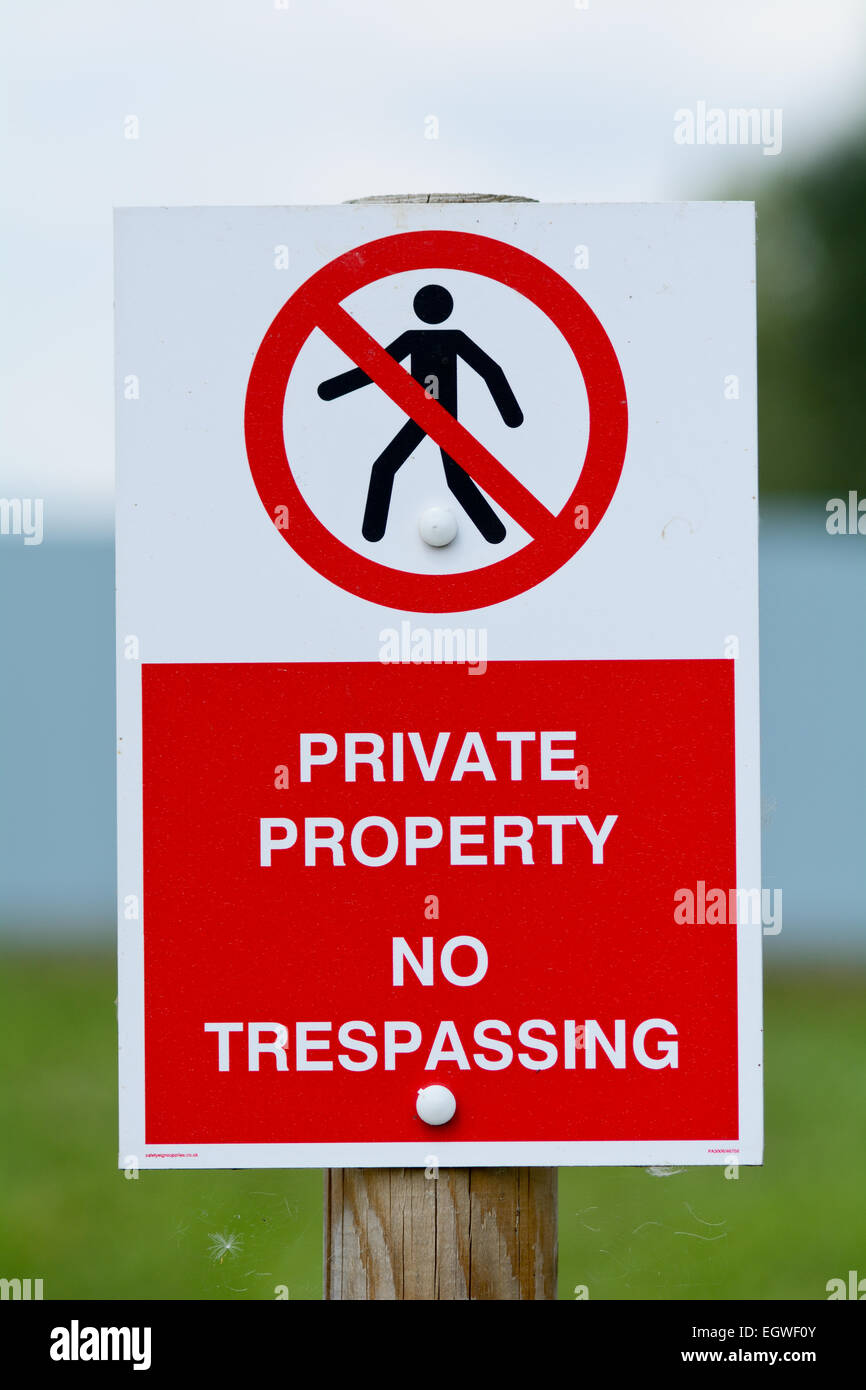 Private Property - No Trespassing Zeichen und symbol Stockfoto