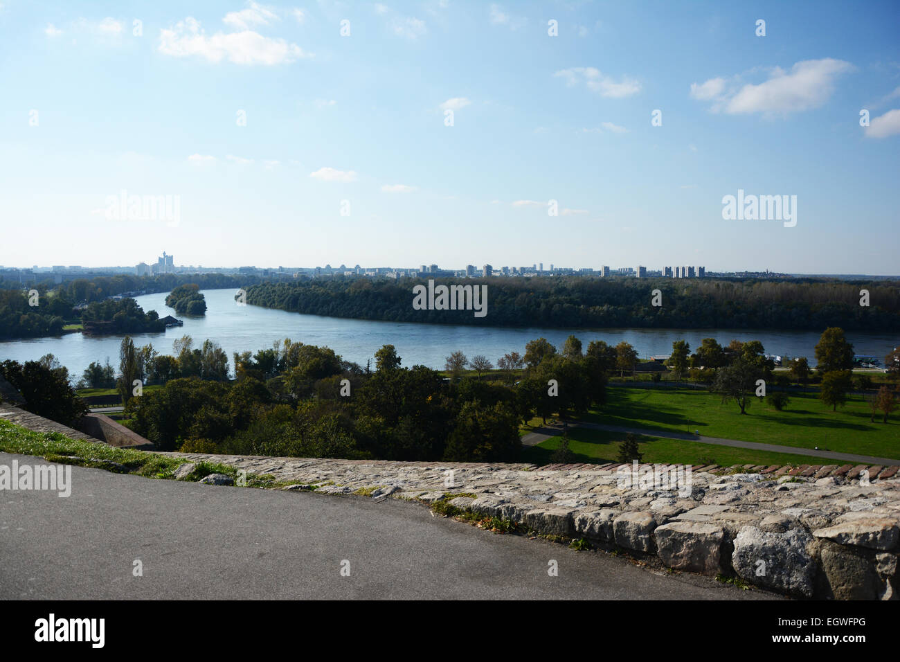 Delta des Flusses Save und Donau in Belgrad Stockfoto