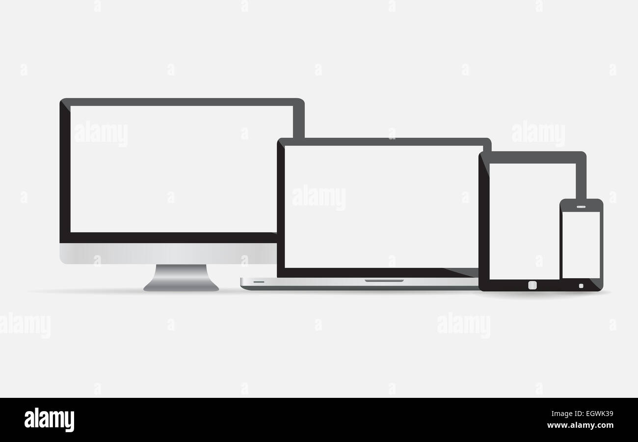 Elektronische Geräte mit leere Bildschirme Stockfoto