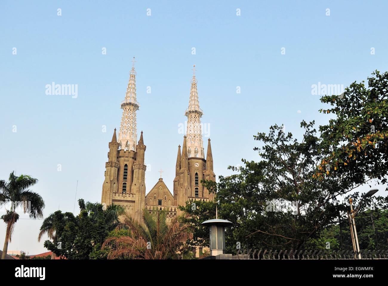 Neo-gotische römisch-katholische Kathedrale, Jakarta, Indonesien Stockfoto