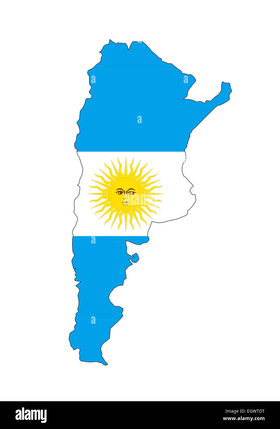 Argentinien-Landesflagge Karte Form Nationalsymbol Stockfoto