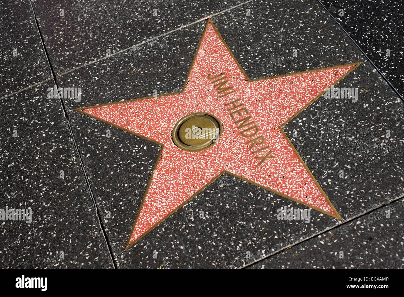 Stern von Jimi Hendrix auf dem Hollywood Walk of Fame Stockfoto