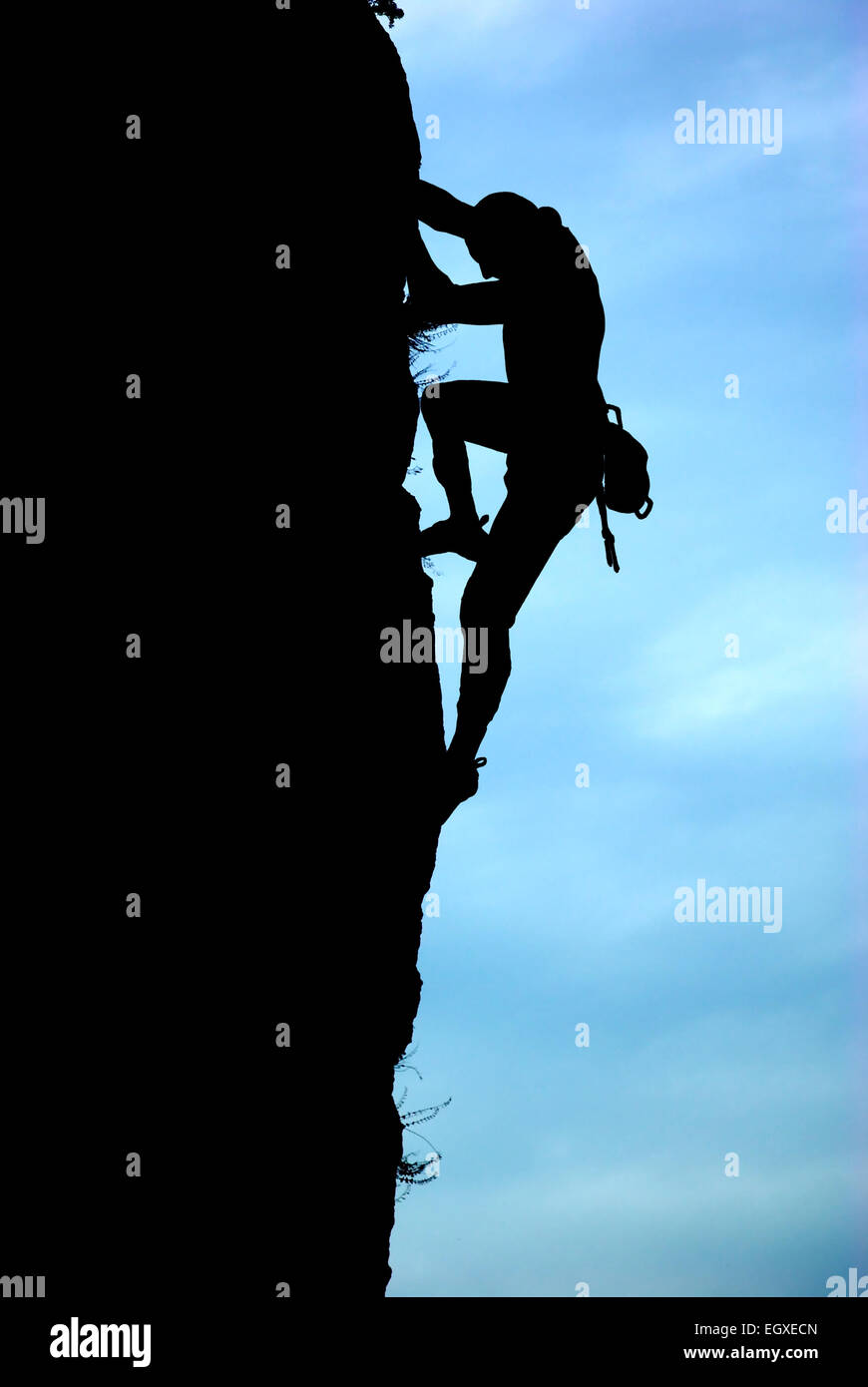 Silhouette des Kletterers. Element der Deisgn. Stockfoto