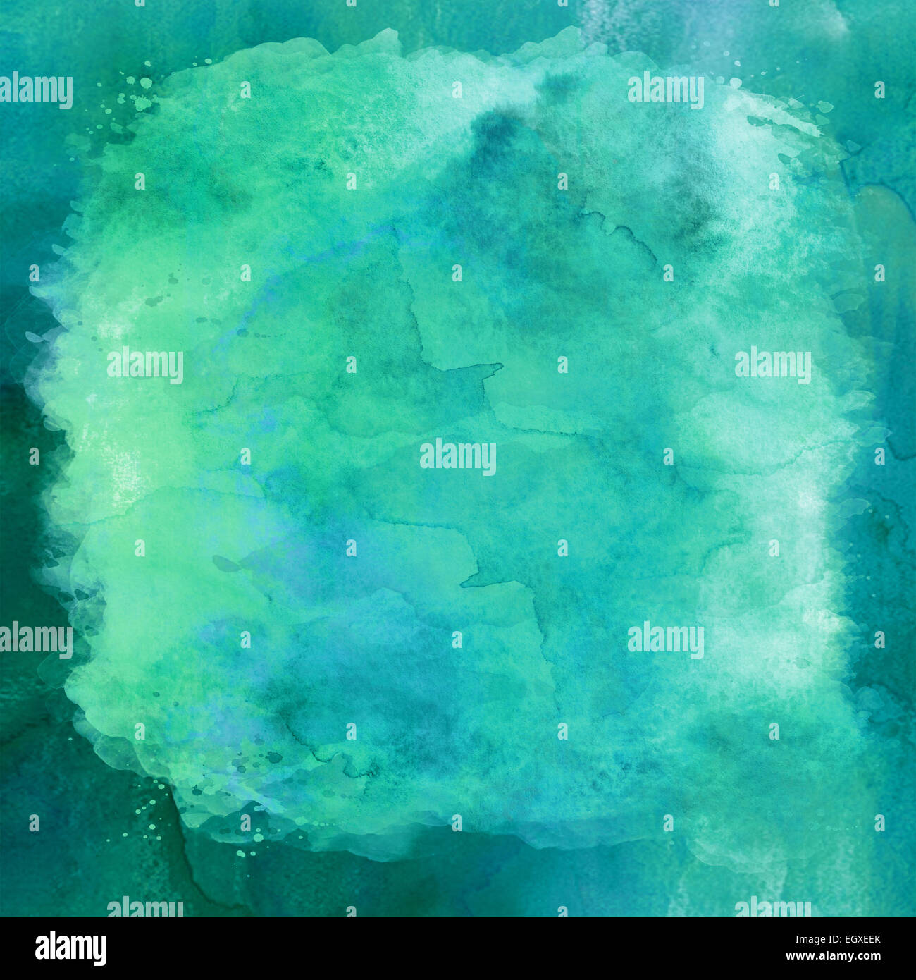 Blaue und grüne Aqua Petrol / Türkis Aquarellpapier Hintergrundtextur Stockfoto