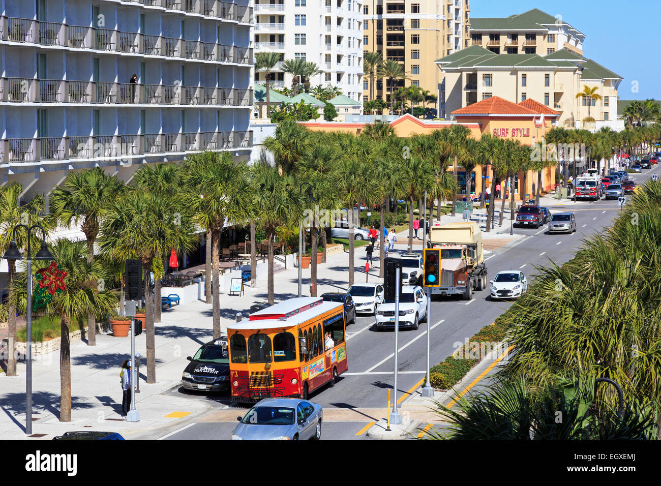 Mandalay Avenue, Clearwater Beach in der Nähe von Tampa Bay, Florida, Amerika, USA Stockfoto