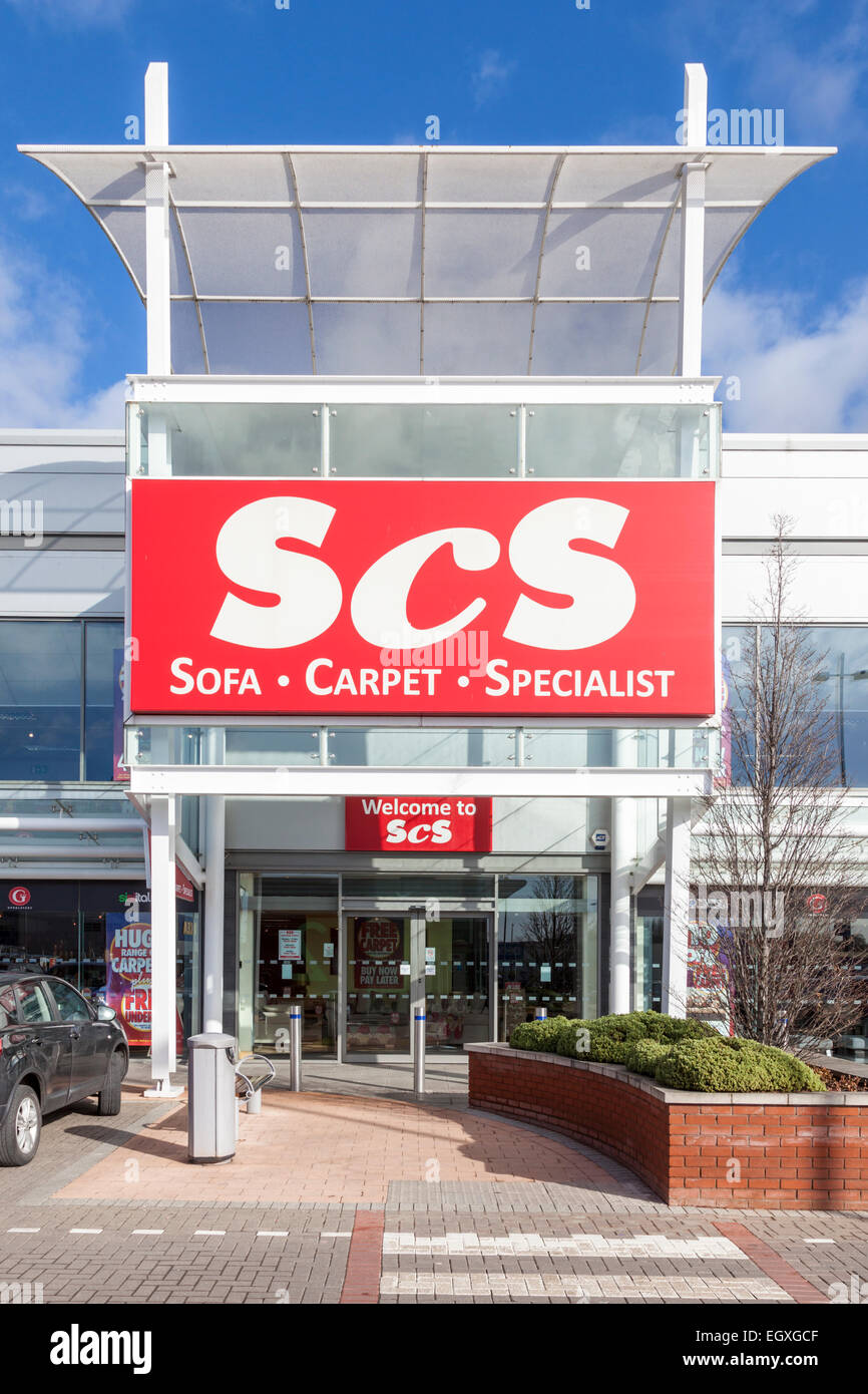 SCS speichern, Sofa Teppich-Spezialist, Giltbrook Retail Park, Nottinghamshire, England, UK Stockfoto