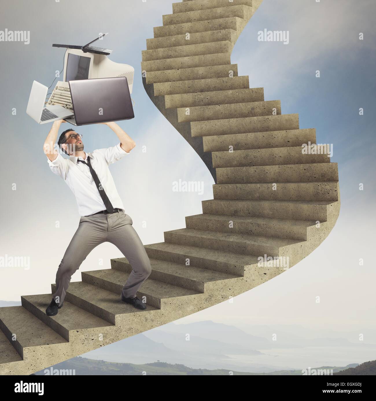 Überladung Geschäftsmann Stockfoto