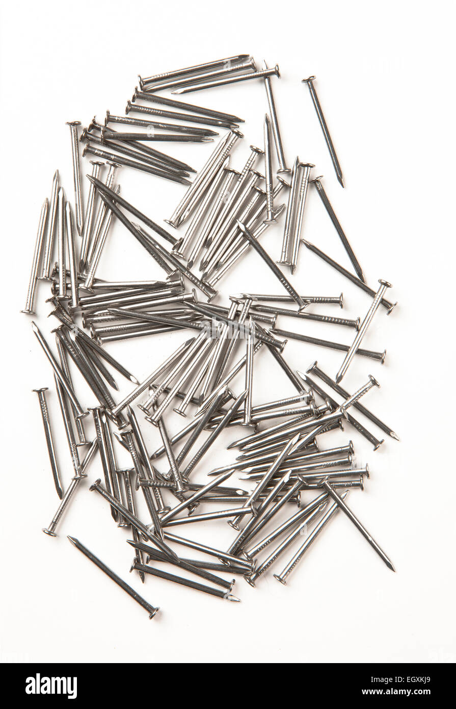 Eine Darstellung der neue glänzende Nägel auf einem weißen Hintergrund. Stockfoto