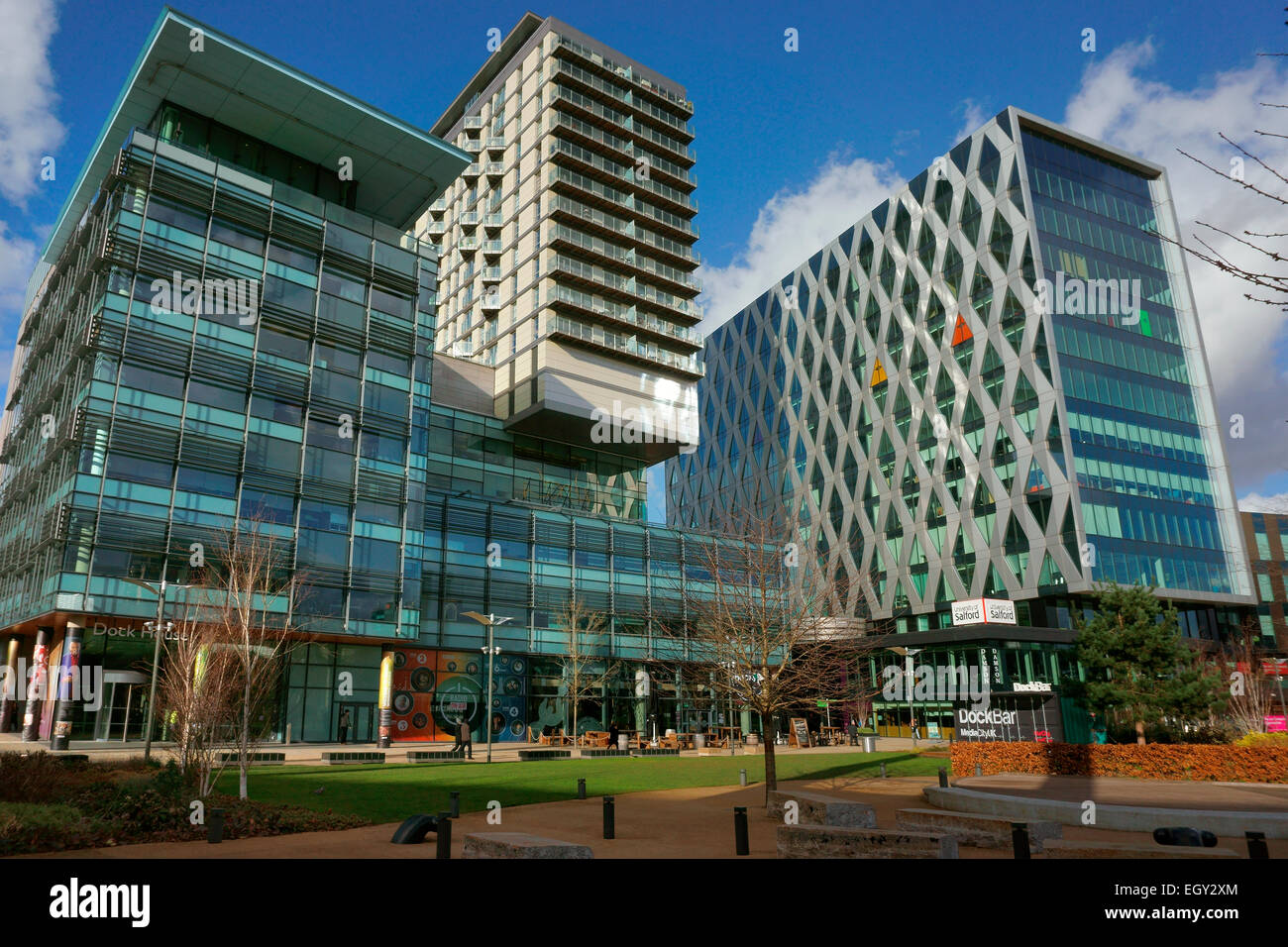 MediaCityUK bei Salford Quays, Greater Manchester, England, UK.  Haus in Teile der britischen Rundfunkanstalt BBC & ITV Stockfoto