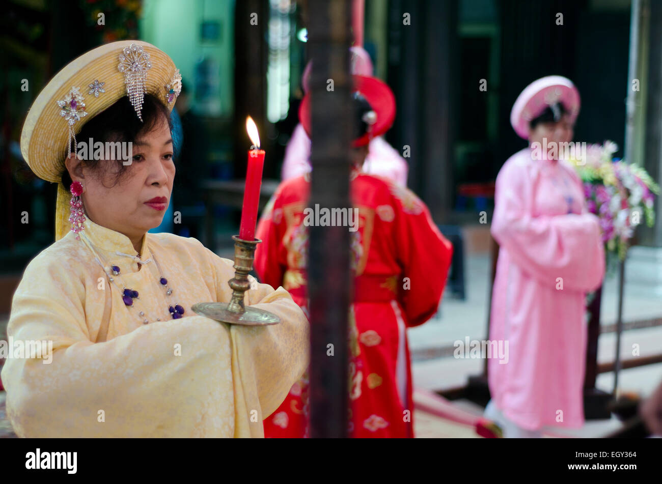 Tempel-Ritual vor dem vietnamesischen Neujahr (Tet), Hoang Hoa Tham, Hanoi, Vietnam Stockfoto