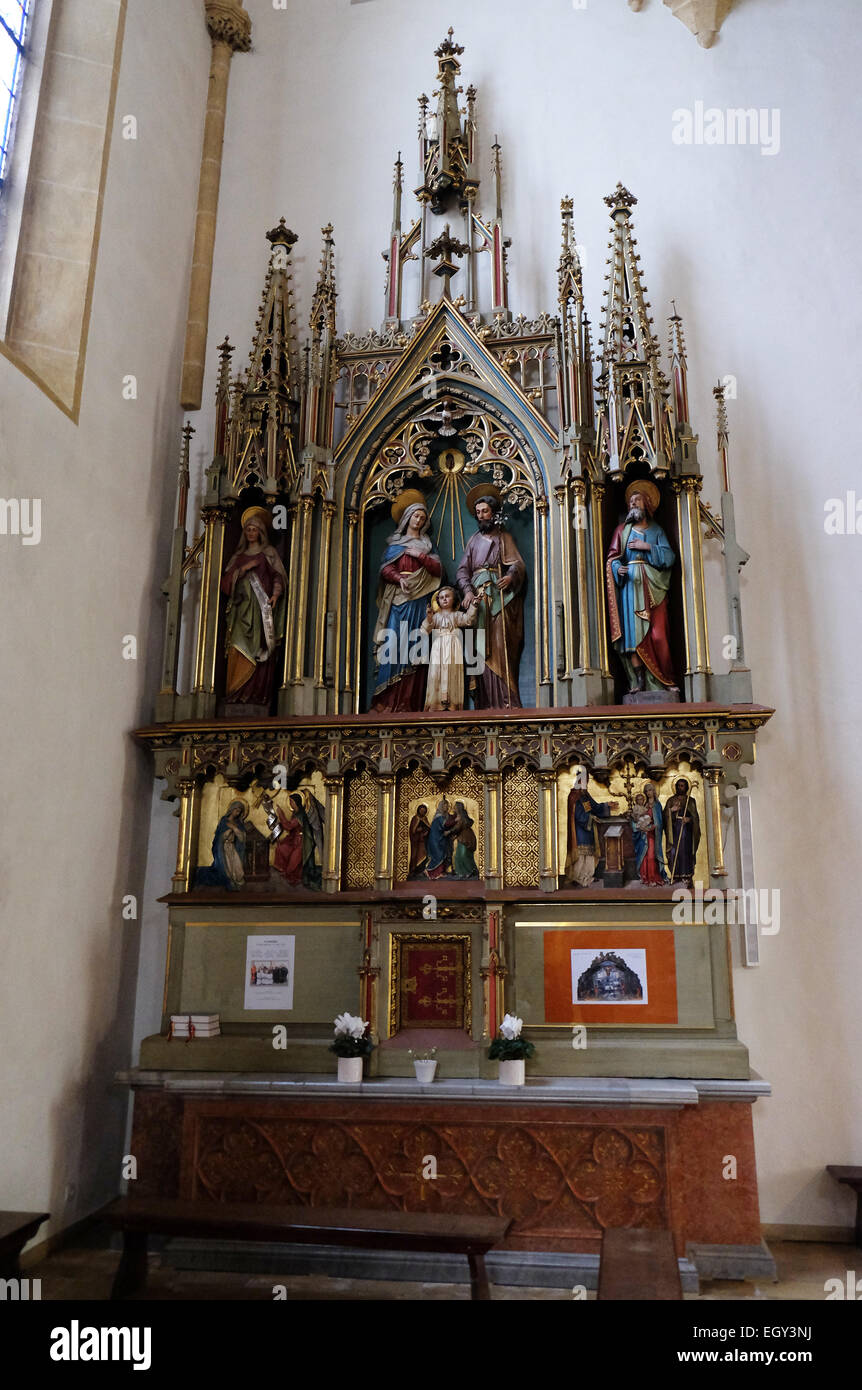 Altar der Heiligen Familie in der Pfarrkirche des Heiligen Blut in Graz, Steiermark, Österreich am 10. Januar 2015. Stockfoto