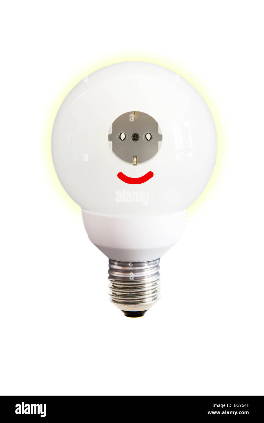 Energiesparlampe mit Sockel Stockfoto