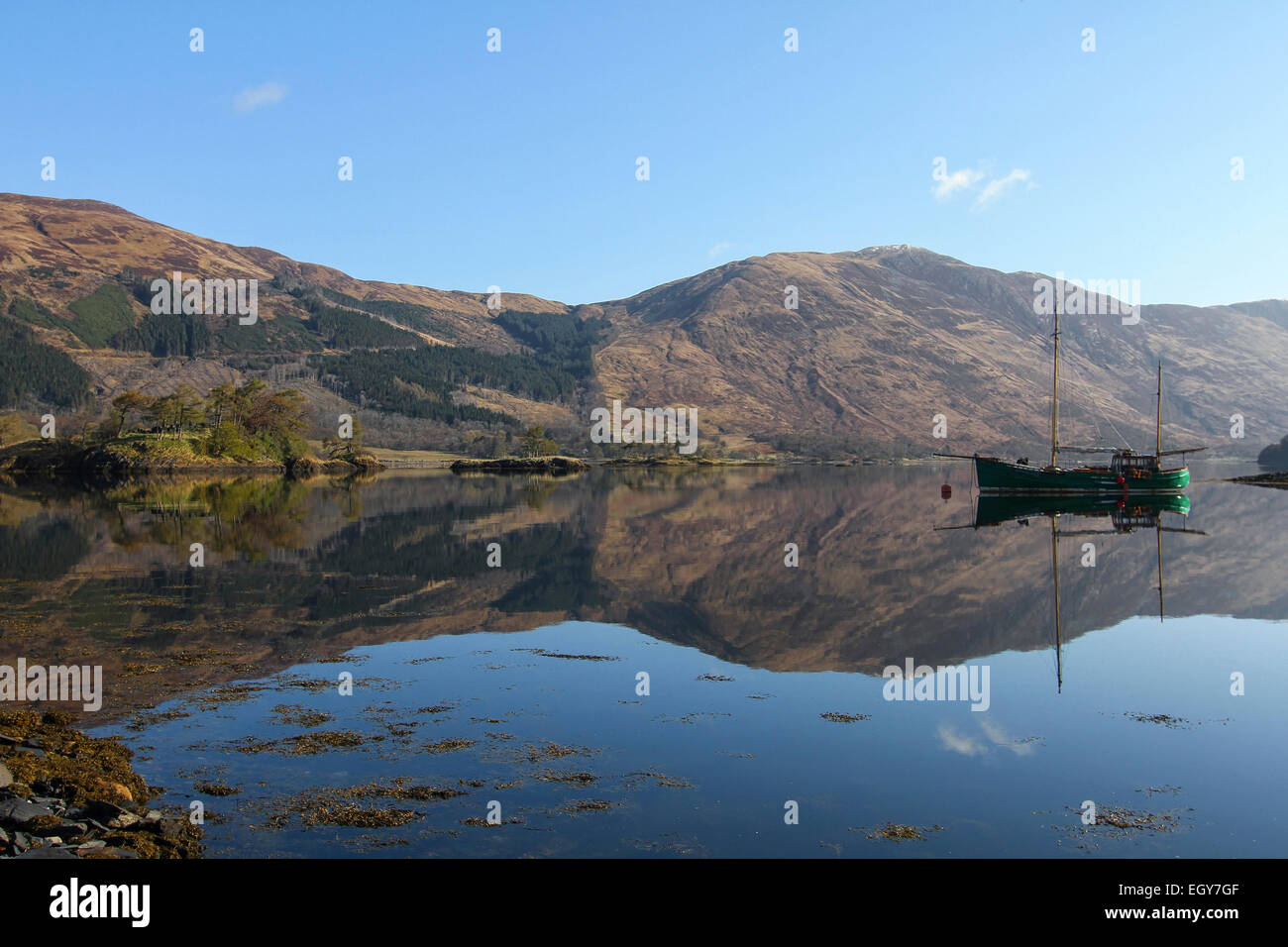 Germany/Deutschland, Hochland, Glen Coe, Boot auf See Stockfoto