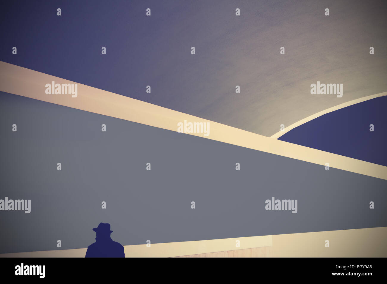Retro-abstrakten Hintergrund mit Silhouette eines Mannes mit Hut. Stockfoto