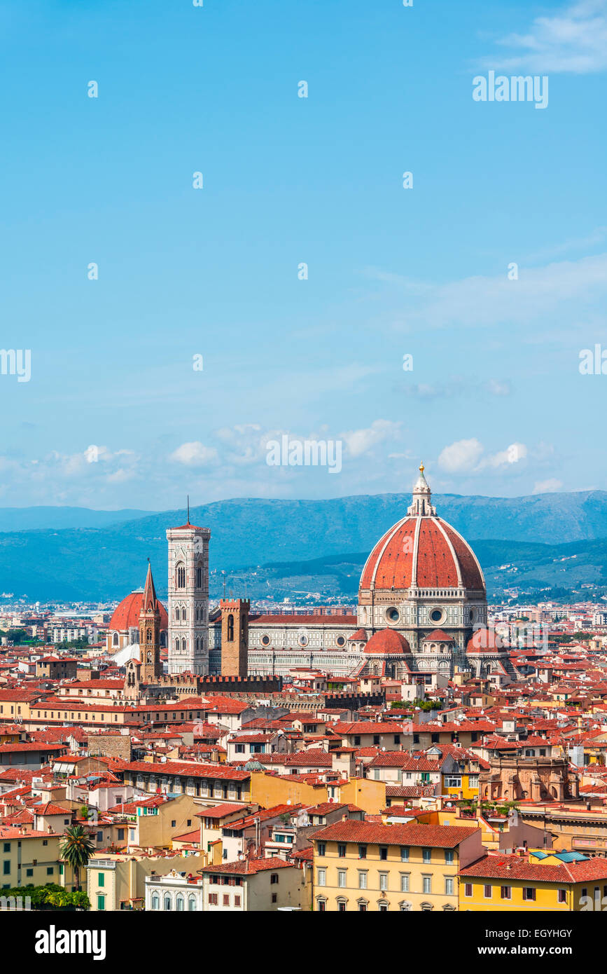 Stadtbild mit Dom von Florenz mit der Kuppel von Brunelleschi, UNESCO-Weltkulturerbe, Florenz, Toskana, Italien Stockfoto