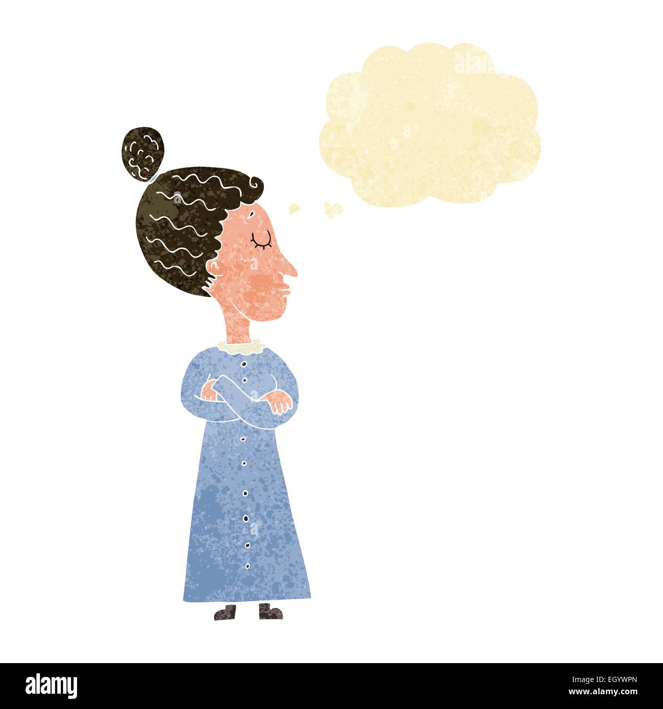 Cartoon strengen viktorianischen Lehrer mit Gedankenblase Stock Vektor