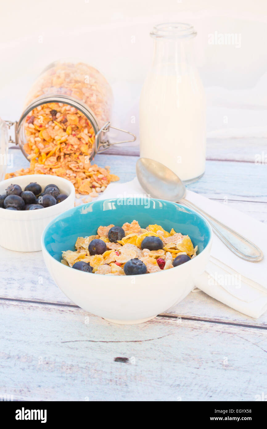 Glutenfrei-Müsli mit Heidelbeeren Stockfoto