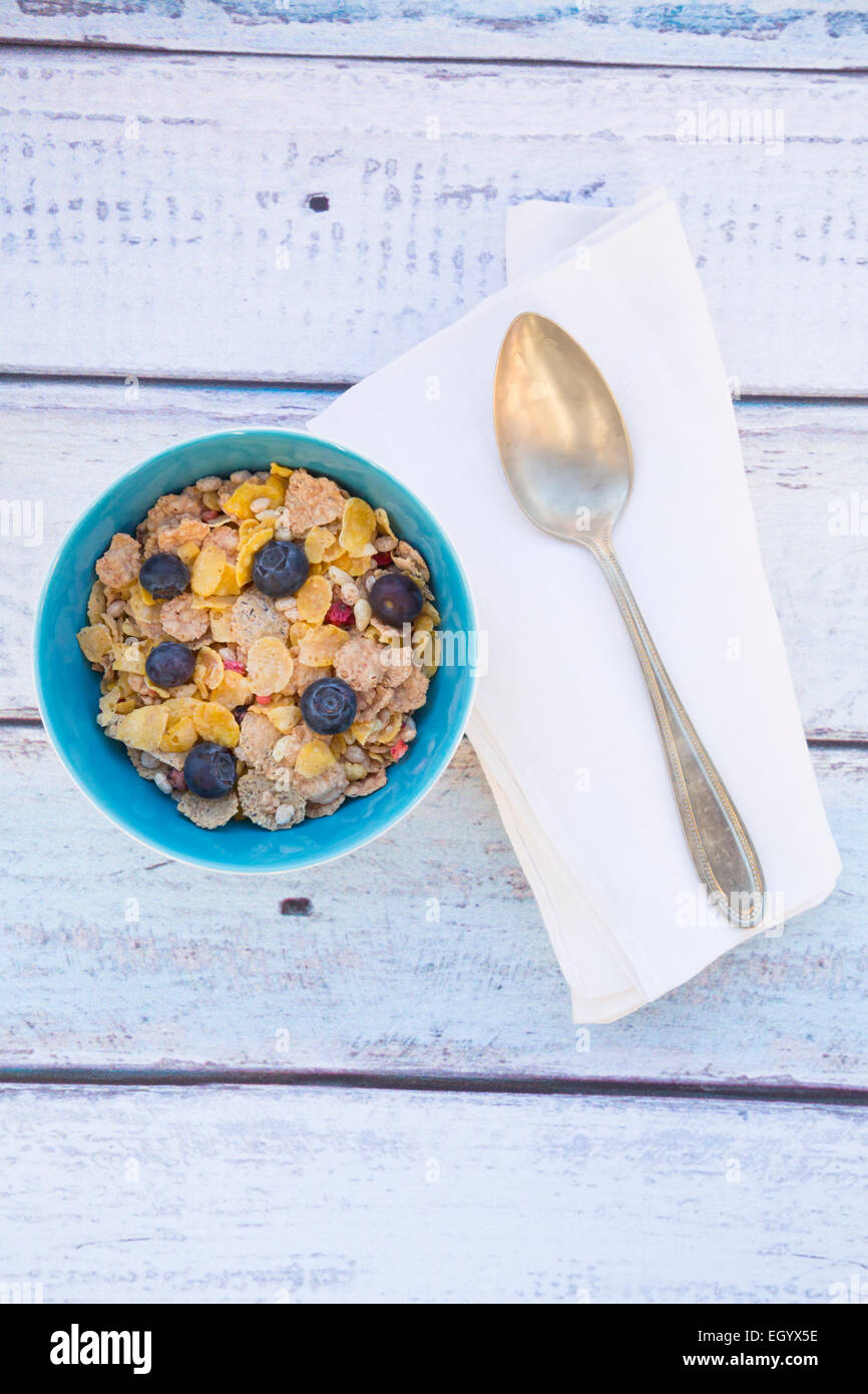 Glutenfrei-Müsli mit Heidelbeeren Stockfoto