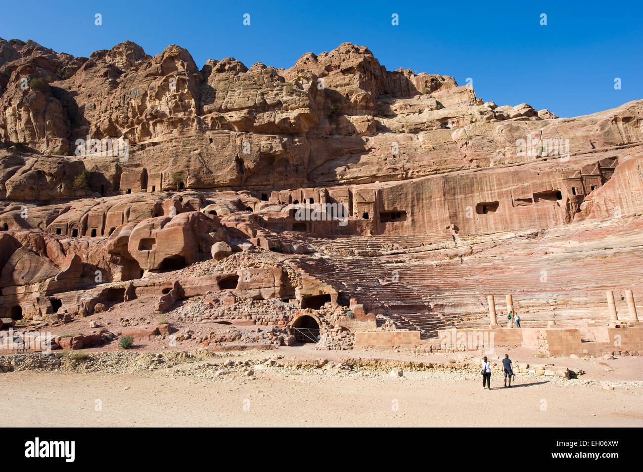 PETRA, Jordanien - 12. Oktober 2014: das Theater in Petra in Jordanien ist das einzige Auditorium in der Welt, die in der Roc geschnitzt ist Stockfoto