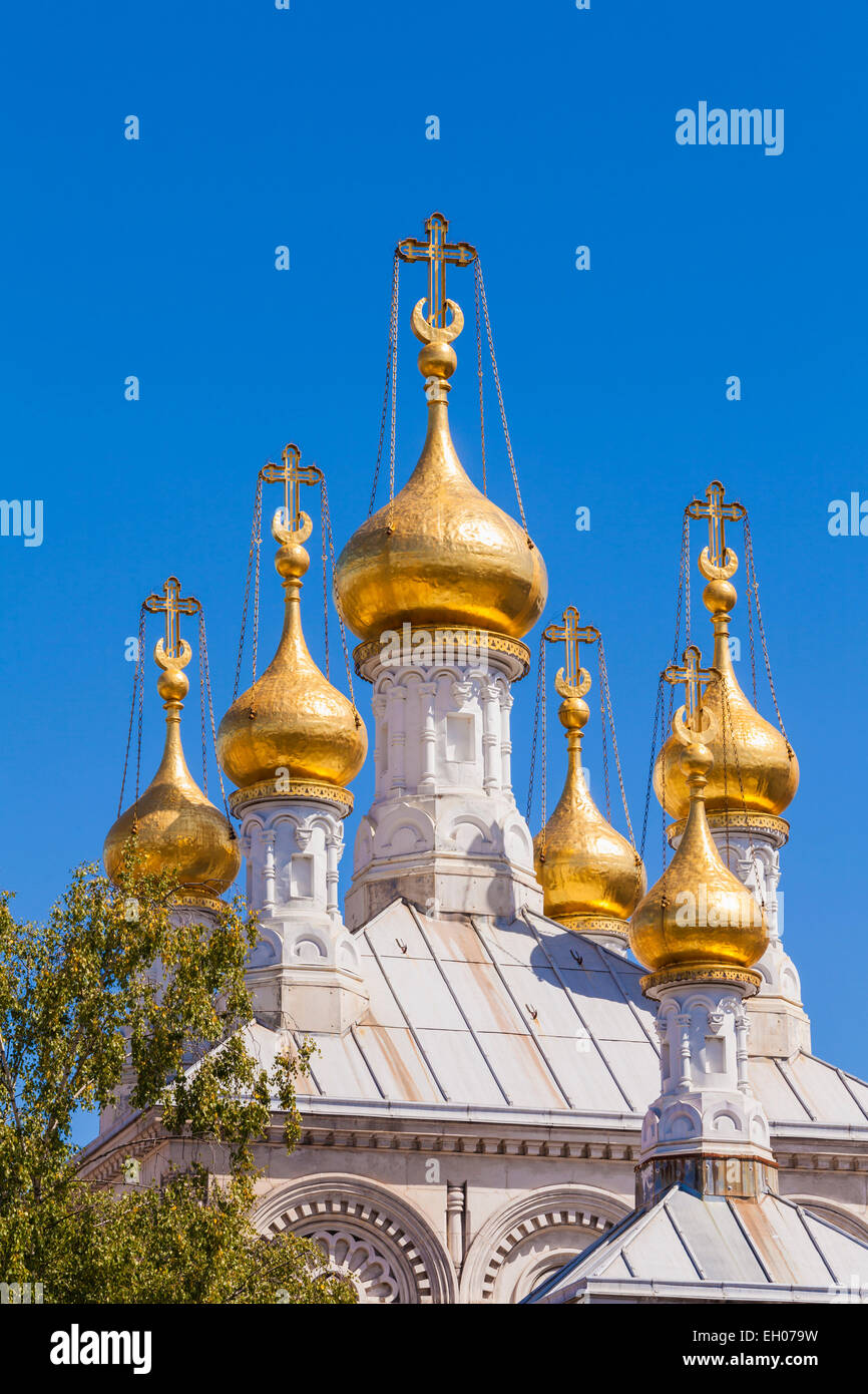 Schweiz, Genf, Russische Kirche mit goldener Kuppel Stockfoto