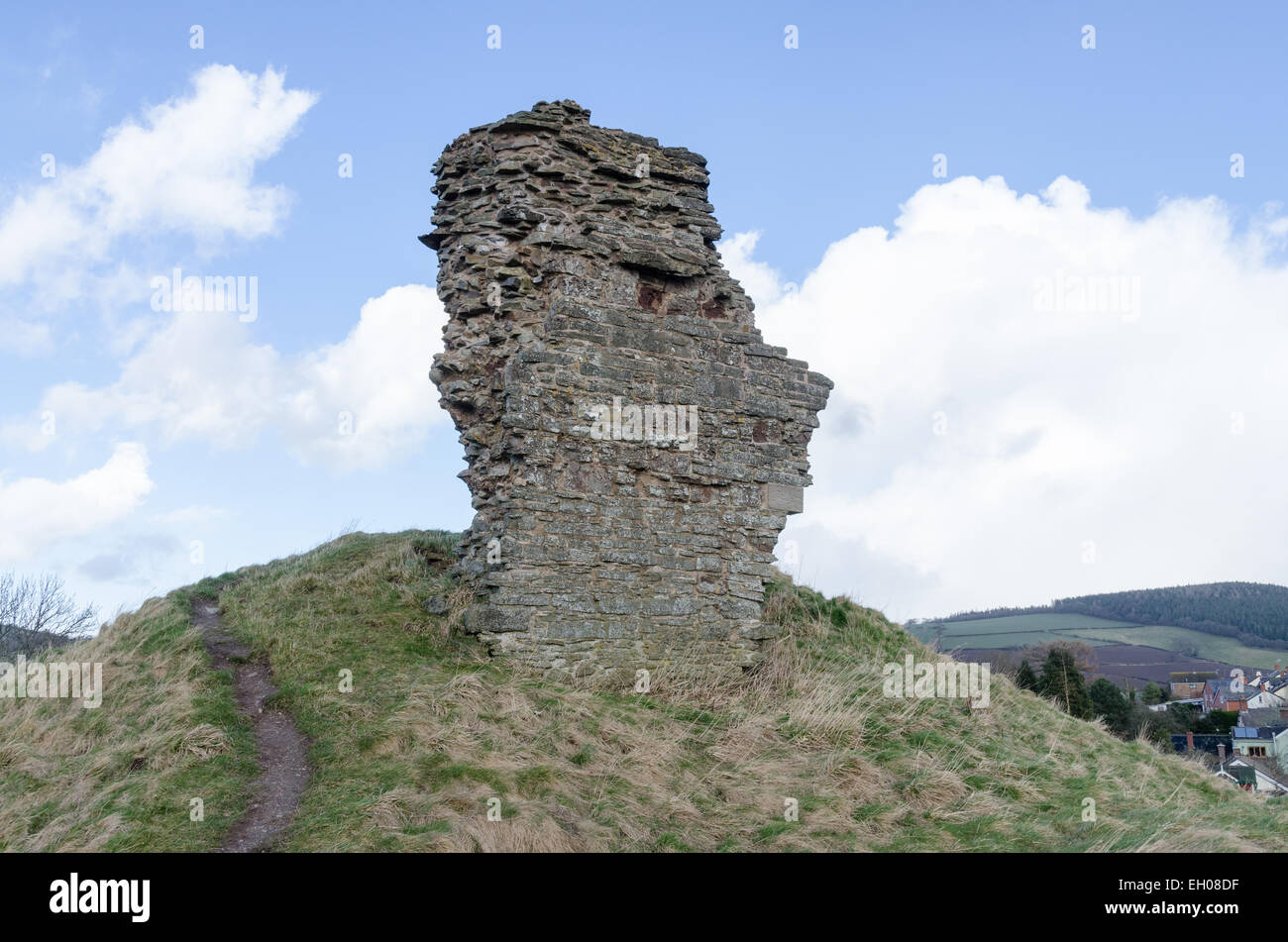 Teil der Ruinen von Clun Schloss, ein Norman walisischen Grenze in Shropshire Stockfoto