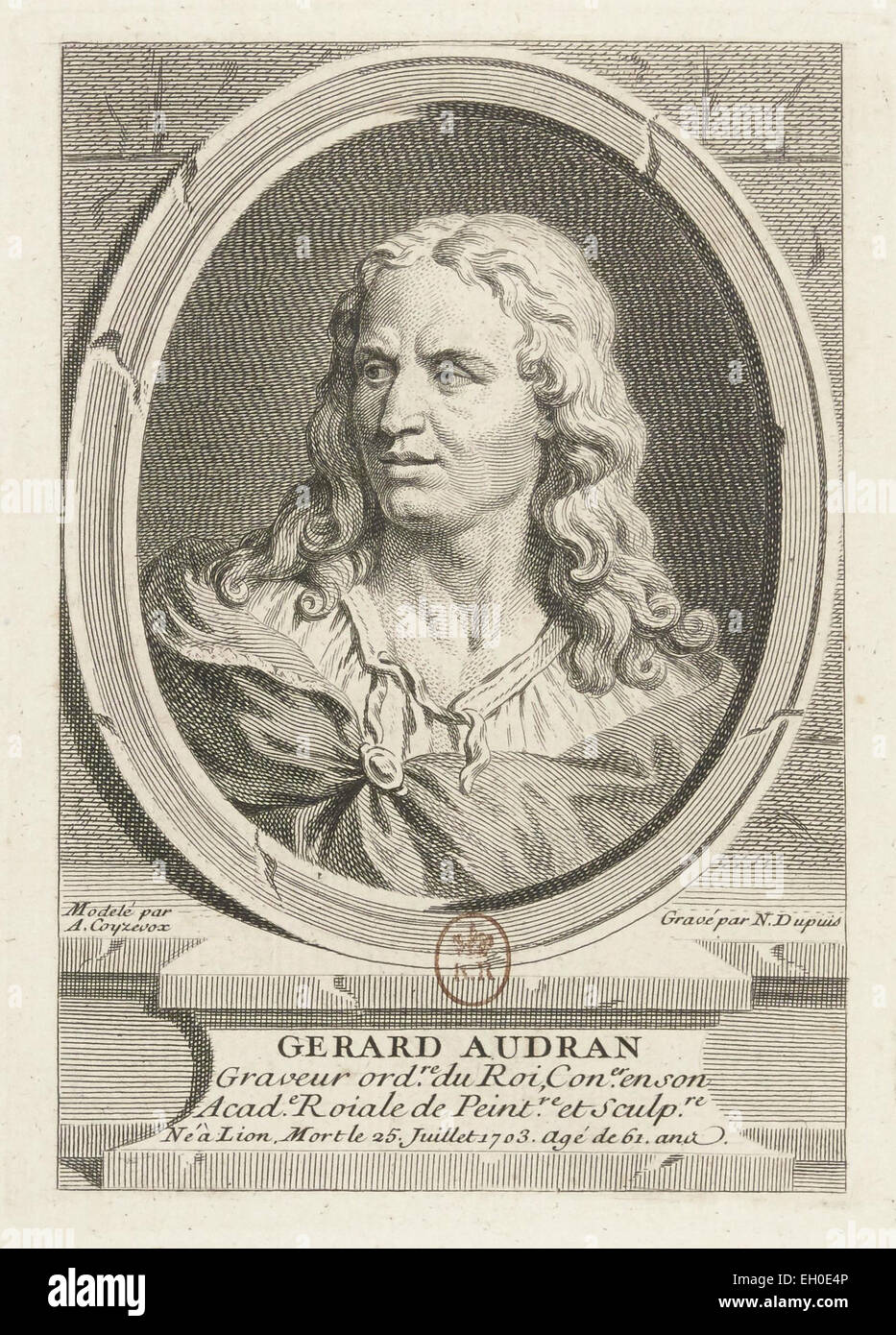 Gérard Audran (1640–1703), französischer Bildhauer, bekannt für seine Werke im barocken Stil, der Einfluss auf die Entwicklung der Bildhauerei in Frankreich hatte. Stockfoto
