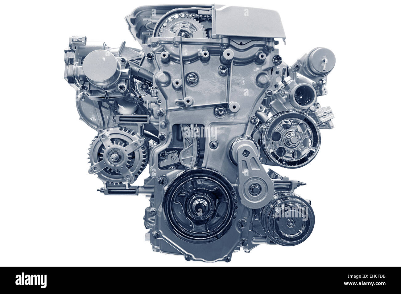 Auto-Motor.  Konzept der modernen Automotor isoliert auf weißem Hintergrund. Stockfoto