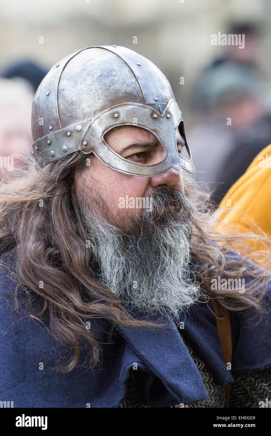 Personen, die teilnehmen in Jorvik Viking Festival, York 2015 Stockfoto