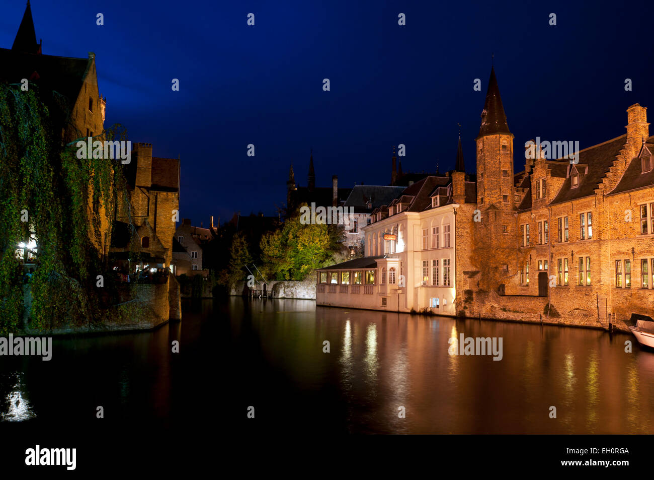 Brügge Rozenhoedkaai und Fluss Reie Belgien Europa Stockfoto