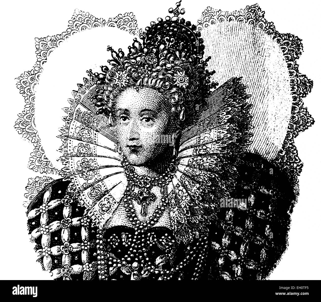 Mode im Mittelalter, verzierte Haube um 1510, historische Abbildung Stockfoto