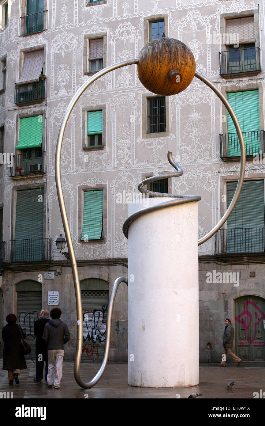 Die Plaza de George Orwell befindet sich im gotischen Viertel, Ciutat Vella, Barcelona, Spanien. Stockfoto