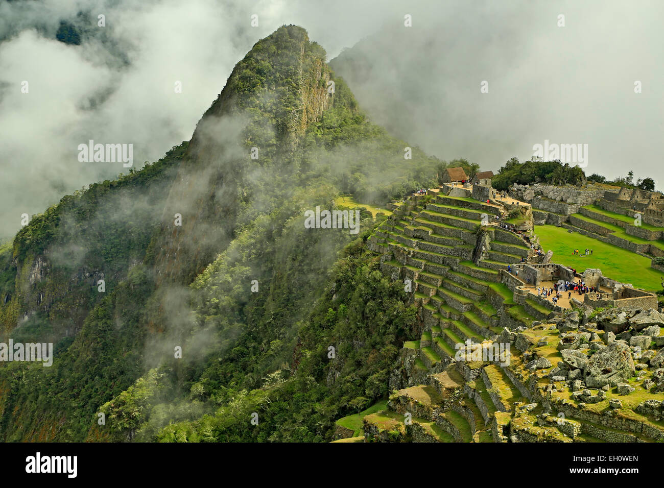 Machu Picchu Inka-Ruinen in der Nähe von Aguas Calientes, Cusco, Peru Stockfoto