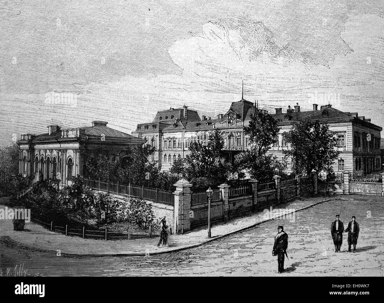 Palast des Prinzen von Bulgarien in Sofia, Bulgarien, historische Abbildung, ca. 1886 Stockfoto