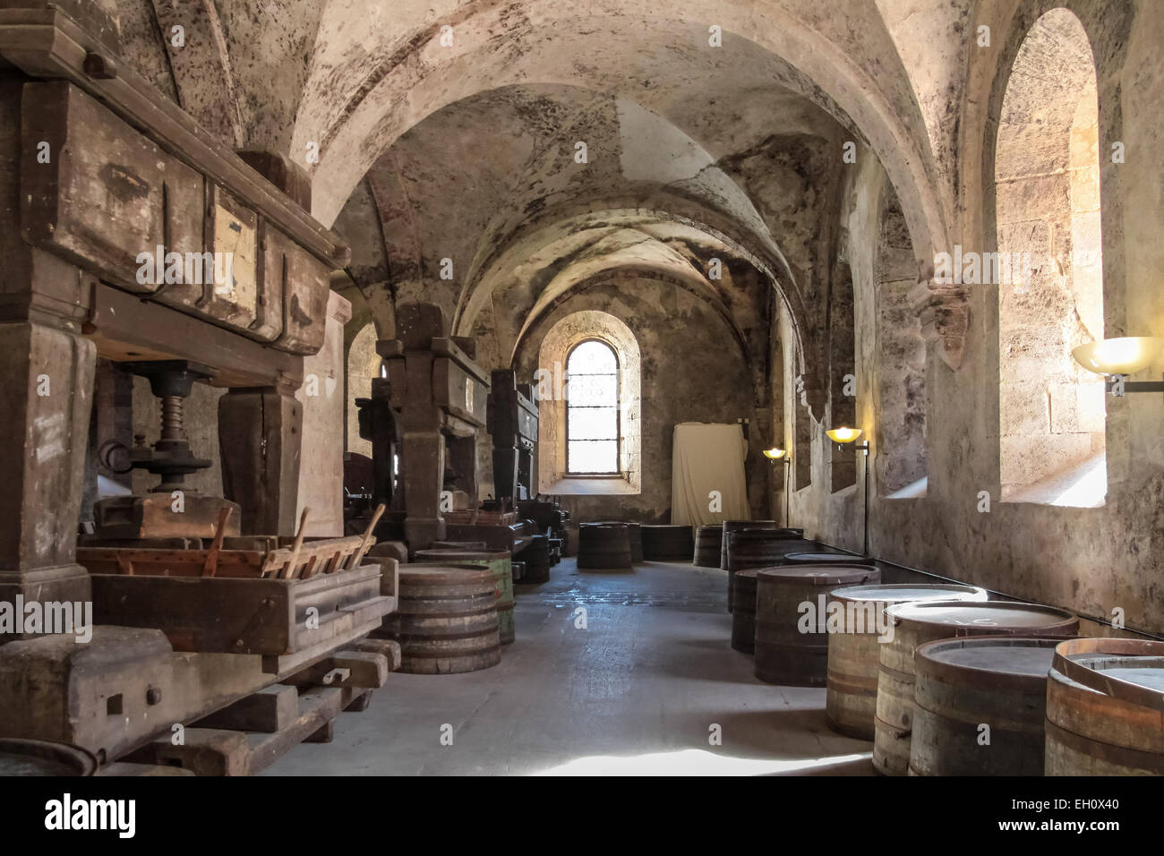 Alte Kapelle auf einem Weingut im Rheingau, Hessen, Deutschland Stockfoto