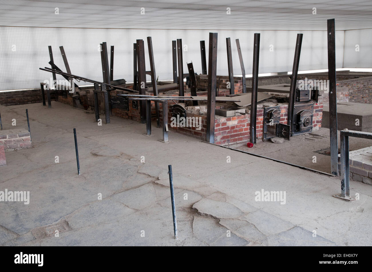 Überreste des Krematoriums im KZ Sachsenhausen, Oranienburg, Deutschland Stockfoto