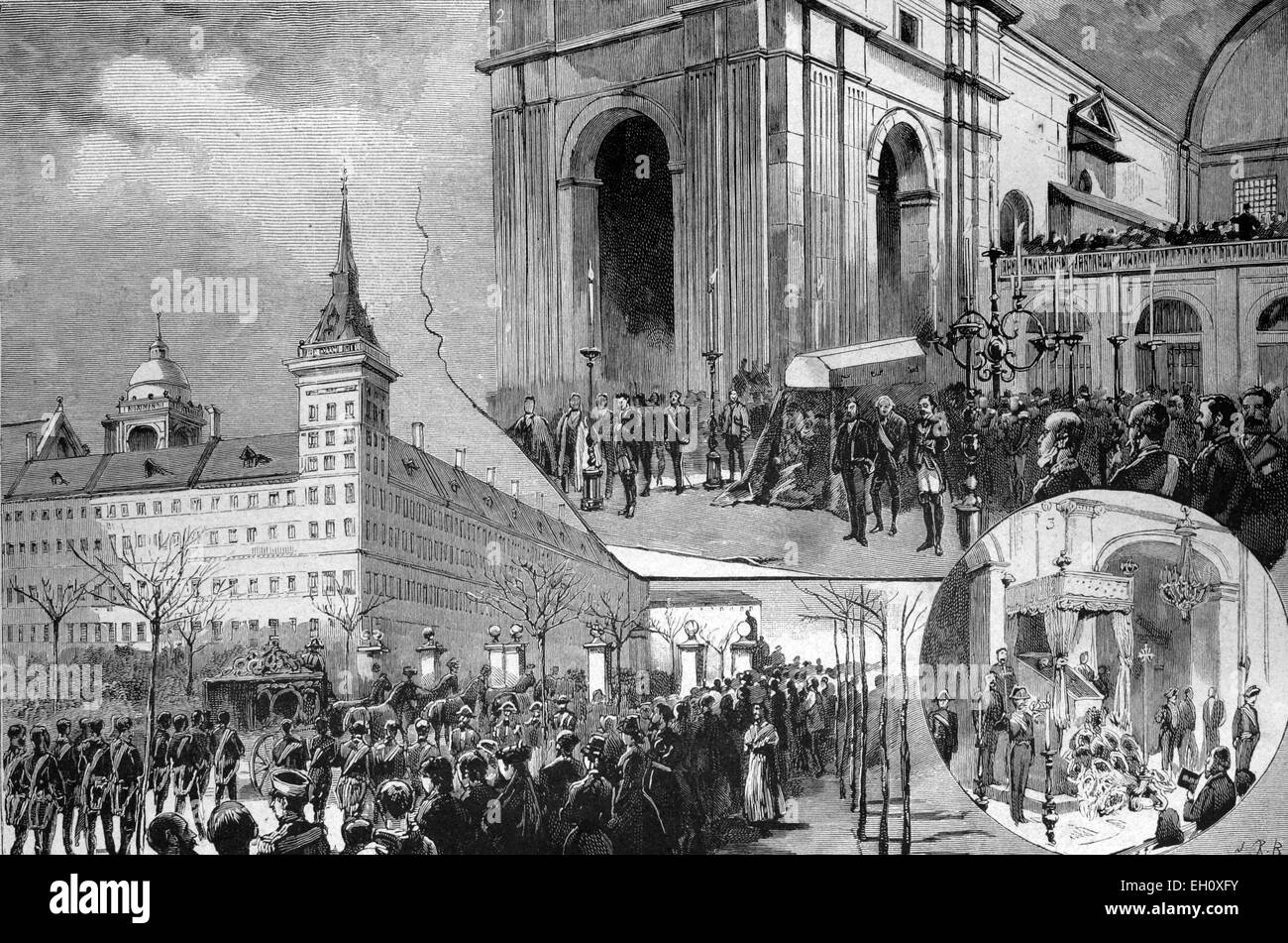 Beerdigung von König Alfonso XII, 1885, König von Spanien, historische Abbildung, ca. 1886 Stockfoto