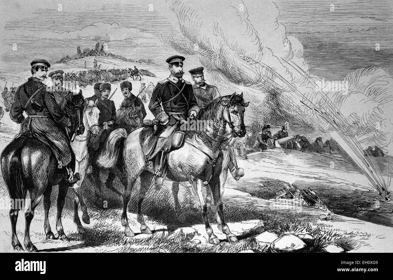 Prinz Alexander von Bulgarien während der Schlacht von Sliwniza, Bulgarien, 1885, historische Abbildung, ca. 1886 Stockfoto