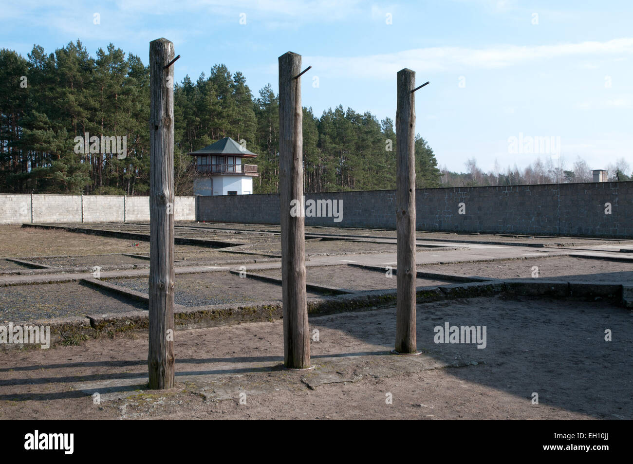 Folter-posts zu KZ-Gedenkstätte Sachsenhausen, Oranienburg, Deutschland Stockfoto