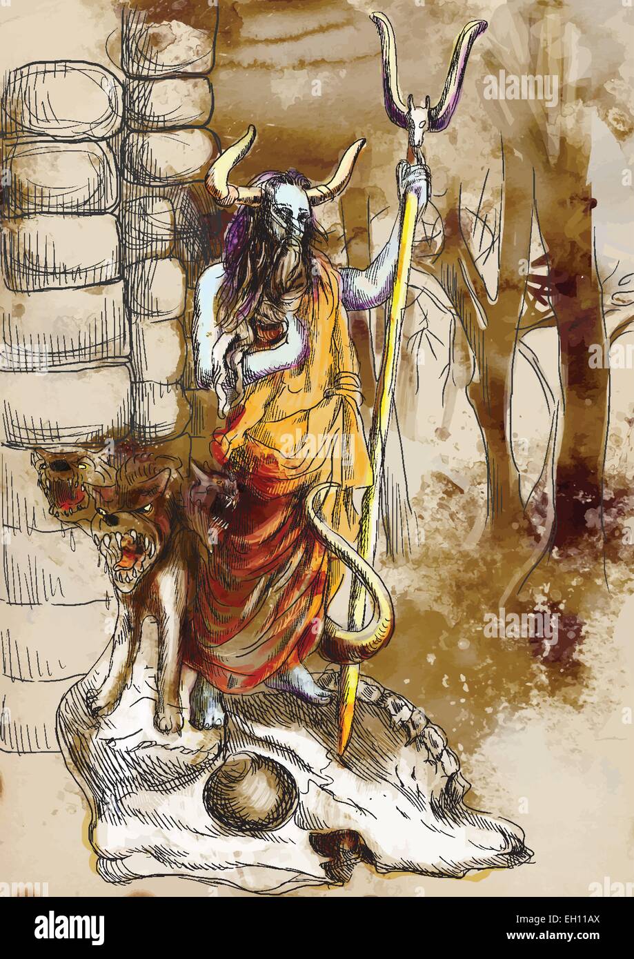 Eine VektorIllustrationen in alten griechischen Mythen HADES (war dem antiken