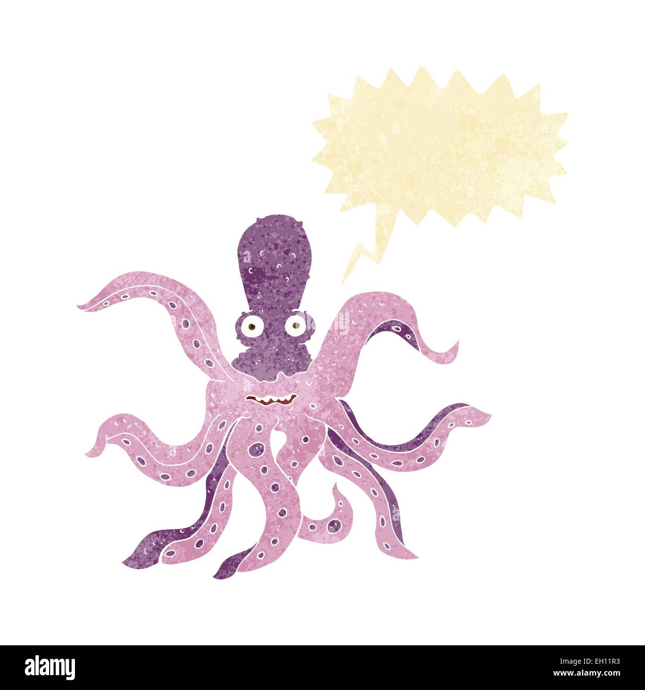 Cartoon Riesenkraken mit Sprechblase Stock Vektor