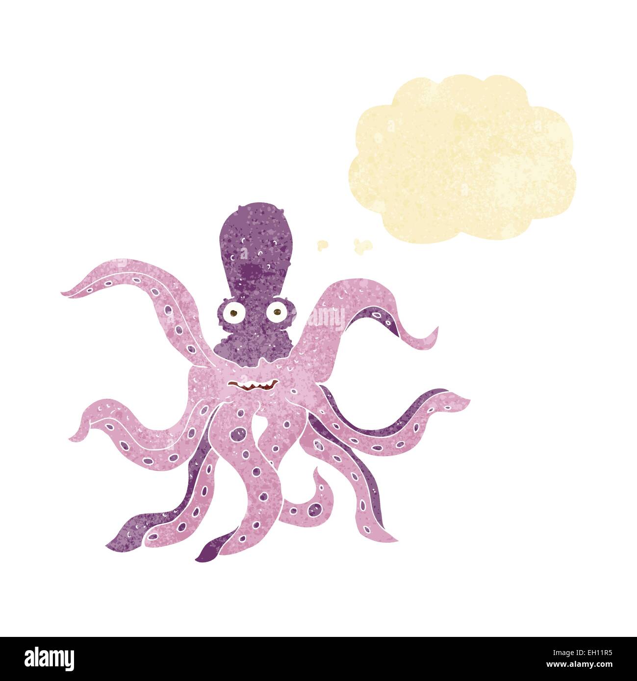 Cartoon Riesenkraken mit Gedankenblase Stock Vektor