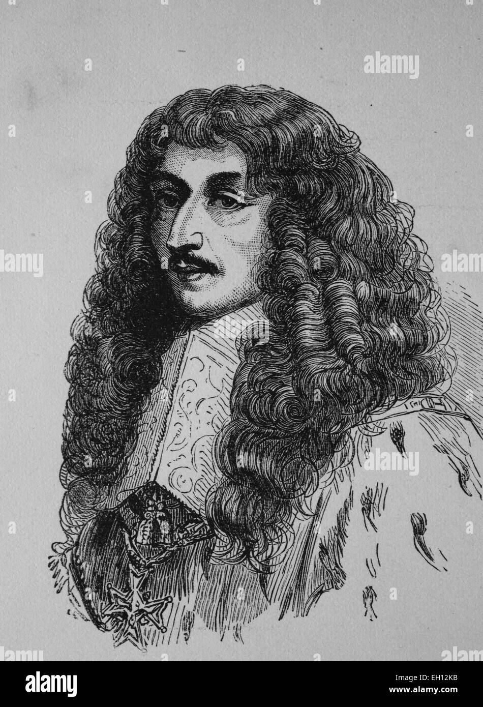 Louis II, de Bourbon, Prince de Condé, 1621-1686, einer der wichtigsten Generäle des 17. Jahrhunderts Holzschnitt aus dem Jahr 1880 Stockfoto