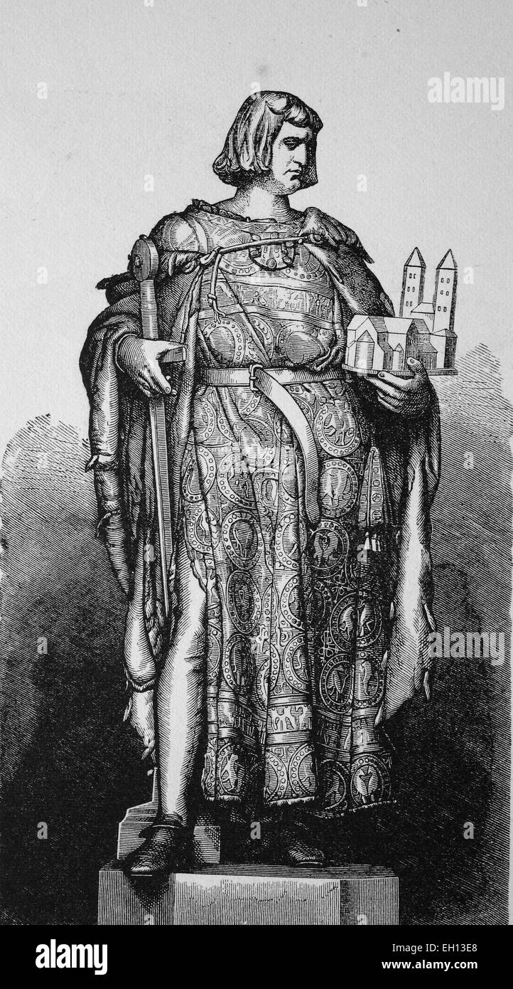 Heinrich der Löwe 1129-1195, Herzog von Sachsen und Braunschweig, Holzschnitt aus dem Jahr 1880 Stockfoto