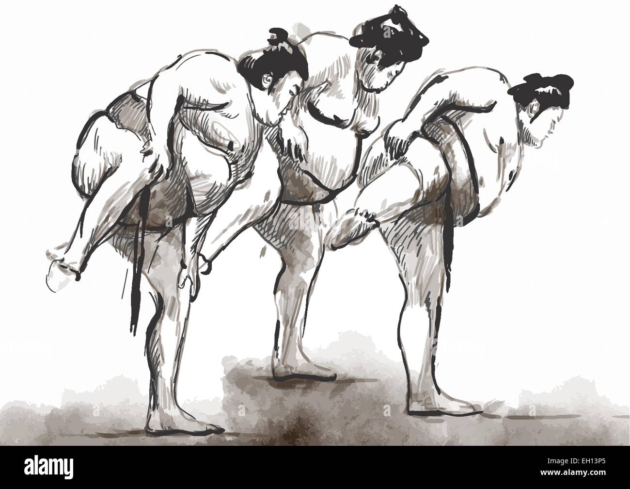 Eine Hand gezeichnete (konvertierten) Vektor aus Martial-Arts-Serie: SUMO. Sumo ist ein competitive Wrestling. Vollkontakt-Sport entstanden ich Stock Vektor