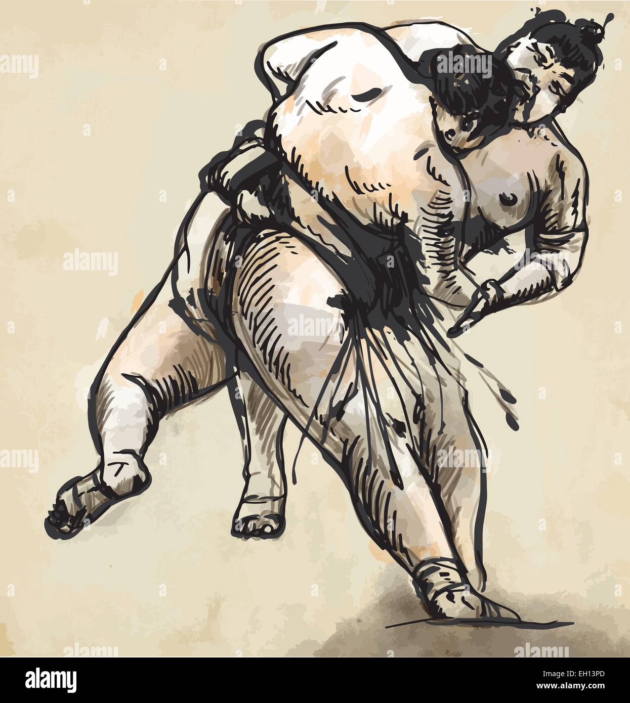 Eine Hand gezeichnete (konvertierten) Vektor aus Martial-Arts-Serie: SUMO. Sumo ist ein competitive Wrestling. Vollkontakt-Sport entstanden ich Stock Vektor