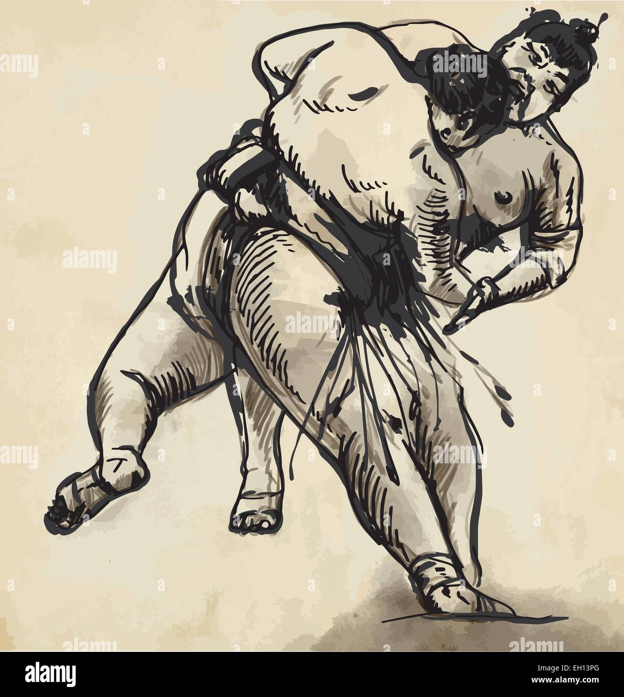 Eine Hand gezeichnete (konvertierten) Vektor aus Martial-Arts-Serie: SUMO. Sumo ist ein competitive Wrestling. Vollkontakt-Sport entstanden ich Stock Vektor